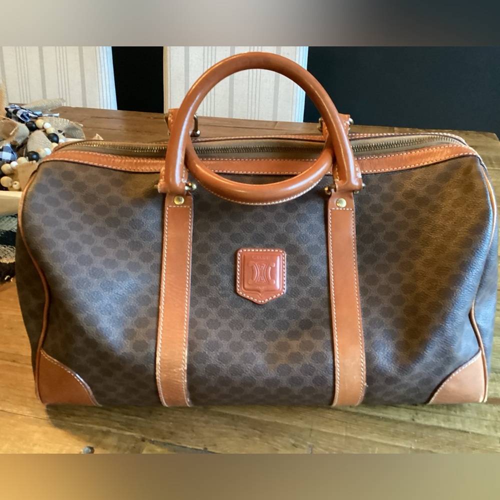 Authentic vintage, Celine Macadam travel tote, Boston bag.